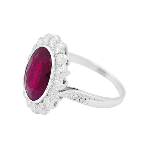 Bague 54 Bague Pompadour rubis, platine, or blanc, diamants. 58 Facettes 33832