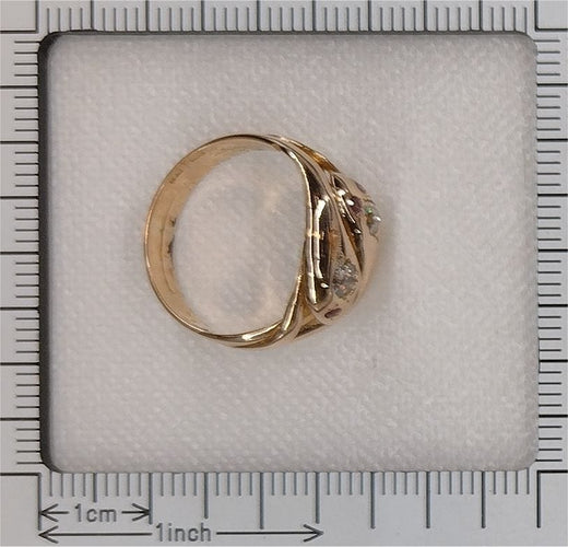 Bague 53 Bague double serpent de l'époque victorienne : un symbole d'éternité avec diamants et rubis 58 Facettes 24292-0131