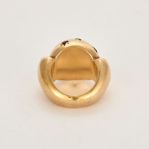 Bague 48 Bague or jaune et rubis de synthèse 58 Facettes SBR1625