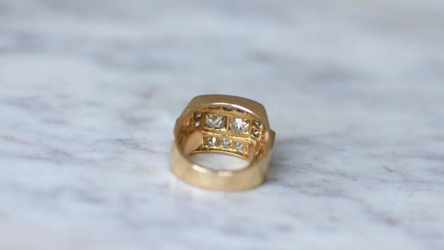 Bague Bague Tank  Or Platine Diamants 3,00 Cts 58 Facettes