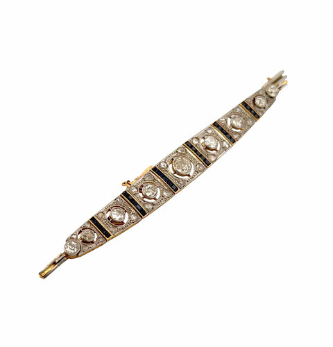 Bracelet Bracelet ancien art déco en or , saphirs et diamants 58 Facettes