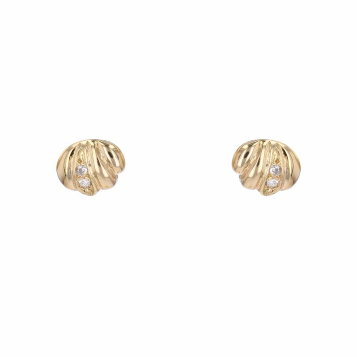 Boucles d'oreilles Puces d'oreilles or jaune godronné diamants 58 Facettes 16-311B