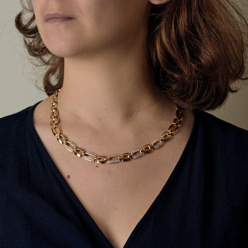 Collier Collier en Or jaune et diamants 58 Facettes REU1213