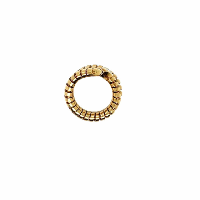 Bague Bulgari Tubogas Serpenti Diamond 18k Yellow Gold 3-Row Ring 58 Facettes