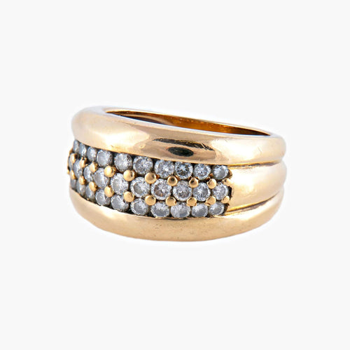 Bague 53.5 / Or Jaune / Diamants BAGUE JONC OR & DIAMANTS 58 Facettes BO/220057