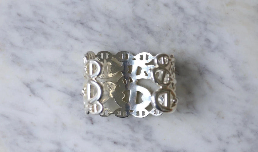 Bracelet Bracelet Manchette Hermès Chaîne d'Ancre Enchaînée Argent 58 Facettes