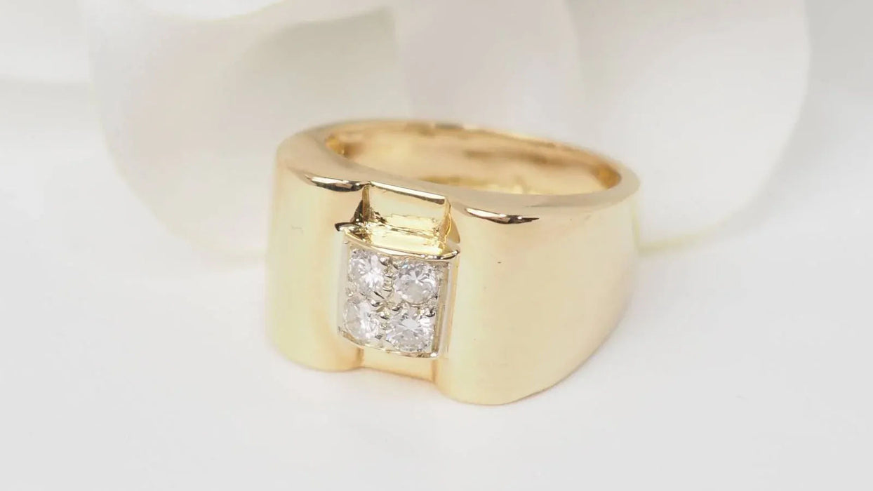 Bague en or jaune et diamants