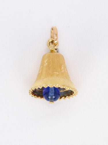 Pendentif Pendentif charms vintage cloche or jaune pierre bleue 58 Facettes 1099.6