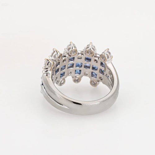 Bague 51 Bague Large Bande Saphir Diamant Or Blanc 58 Facettes G13356