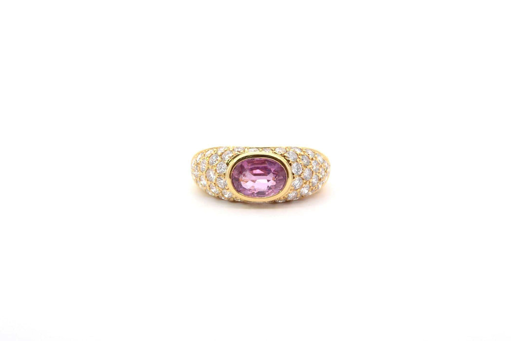 Bague 50.5 Bague vintage or jaune saphir rose et diamants 58 Facettes 26230