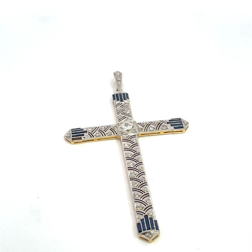Pendentif Gold and Platinum Cross Pendant 58 Facettes UN0066