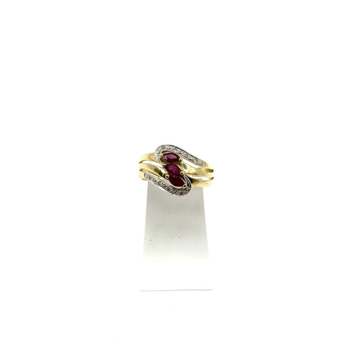 Bague 56 Bague or bicolore, rubis et diamants 58 Facettes Z15B51584