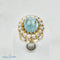 Bague 53.5 Bague vintage extravagante en or 585, ornée d'aigue-marine et de perles 58 Facettes 1996