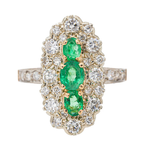 Bague 53 Bague Marquise Or jaune Emeraude 58 Facettes 2905294CN