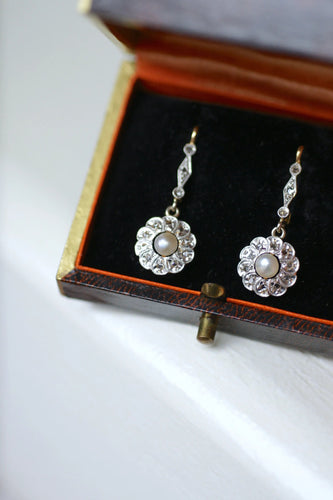 Boucles d'oreilles Boucles d'oreilles Art Deco Perles et Diamants 58 Facettes