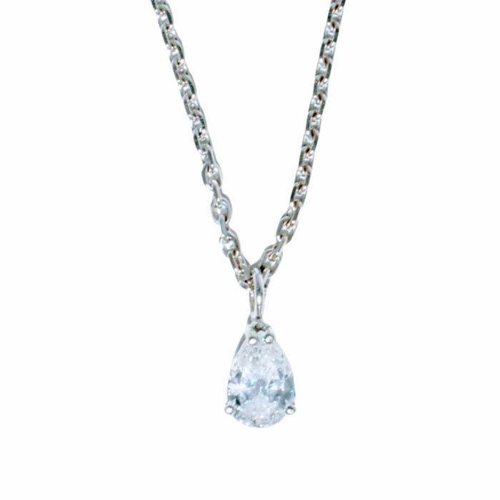 Collier Collier solitaire or blanc et diamant poire 0.60 ct 58 Facettes 240 570