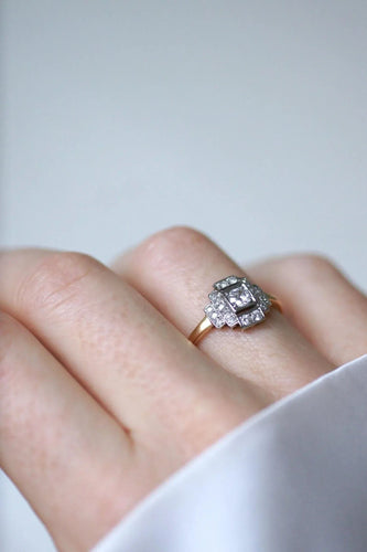 Bague Bague Art déco Diamants Or Jaune et Platine 58 Facettes