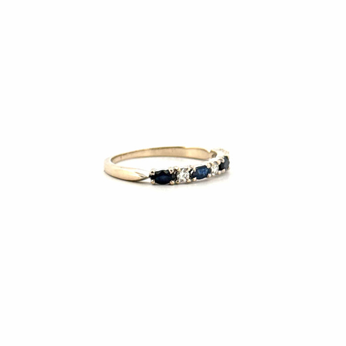 Bague 53 Alliance Demi-Tour Or Blanc Diamants & Saphirs 58 Facettes 53-GS32177-02