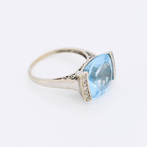 Bague 54 Bague Vintage Or 18 Carats, Topaze Bleue et Diamants 58 Facettes 366