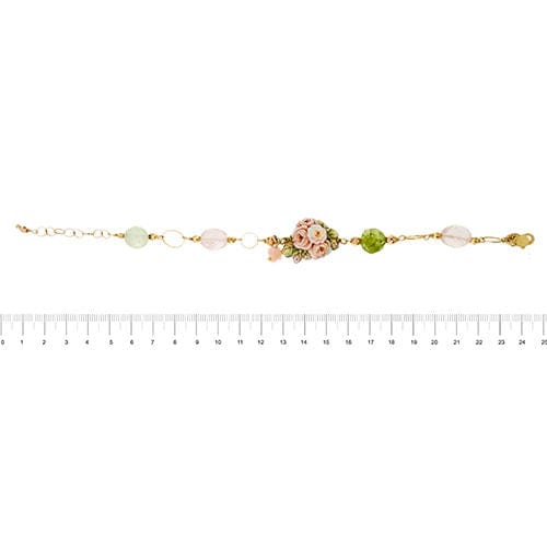 Bracelet avec fleur en émail et pierres précieuses