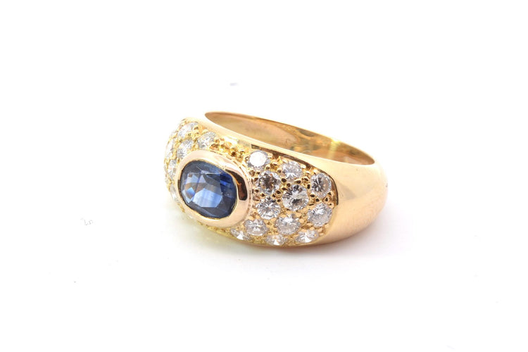 Bague 53 Bague Jonc Vintage Saphir, Diamant, Or Jaune 58 Facettes 25215