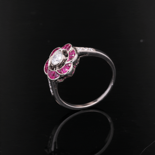 Bague 53 Bague rubis diamants style Art Déco 58 Facettes 24-115