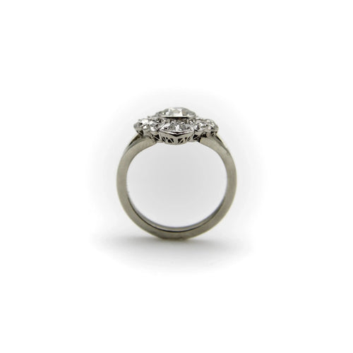 Bague Bague en or blanc 14 carats avec diamants taille ancienne européenne et taille ancienne mine 58 Facettes A1002Z