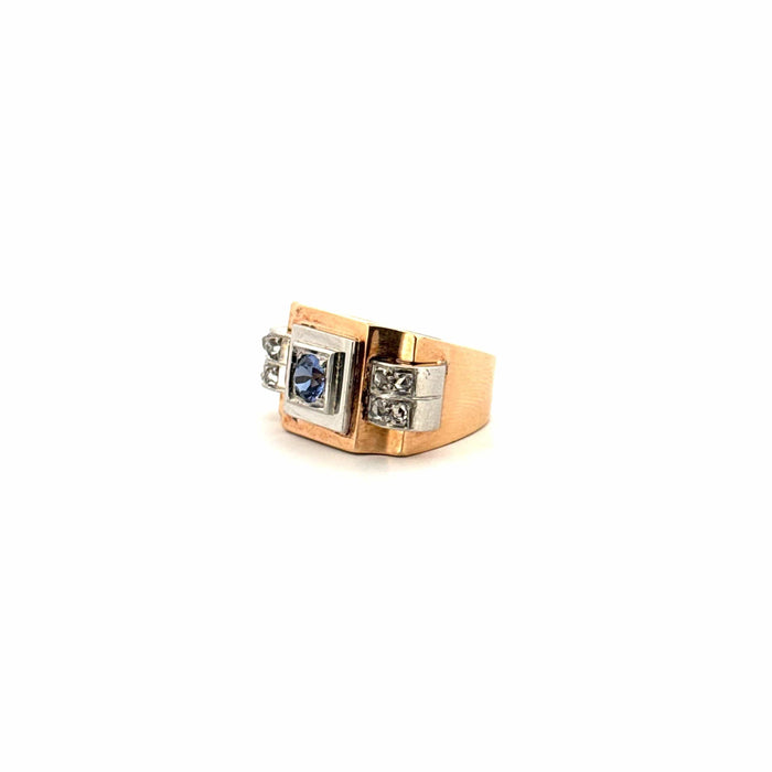 Bague 53 Bague Tank Or Jaune 18k Saphir & Diamants 58 Facettes 46-GS35683