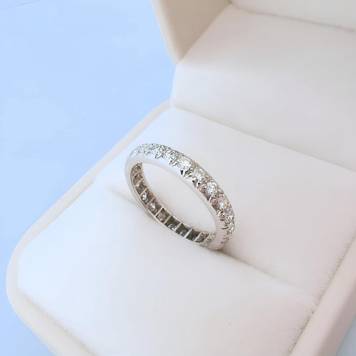 Bague 52 Alliance américaine vintage (1950-1960) platine , diamants 0,96 carat 58 Facettes 1755
