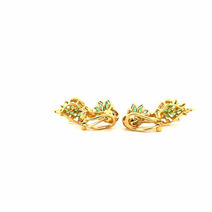 Boucles d'oreilles Dormeuses Or Jaune 18k Émeraudes & Diamants 58 Facettes 2-BOA1-GS30614-01