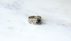Bague 53 Bague or jaune et argent, saphir cabochon, diamants 58 Facettes