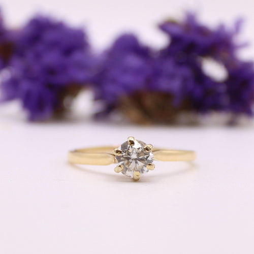 Bague 63 Solitaire or jaune 6 griffes diamant 58 Facettes