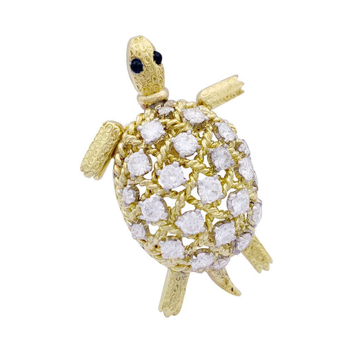 Brooch Vintage Cartier brooch, "Tortue", yellow gold and diamonds. 58 Facettes 33394