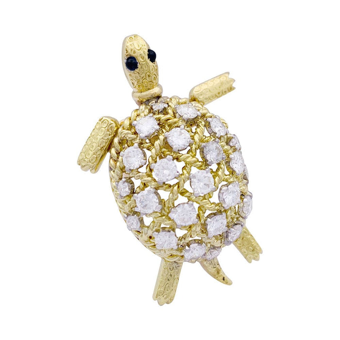 Broche Broche Cartier vintage, "Tortue", or jaune et diamants. 58 Facettes 33394