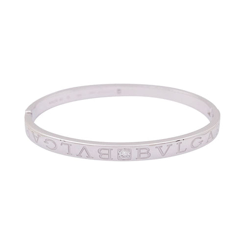 Bracelet Bracelet jonc Bulgari "Bulgari Bulgari" or blanc, diamants. 58 Facettes 34068