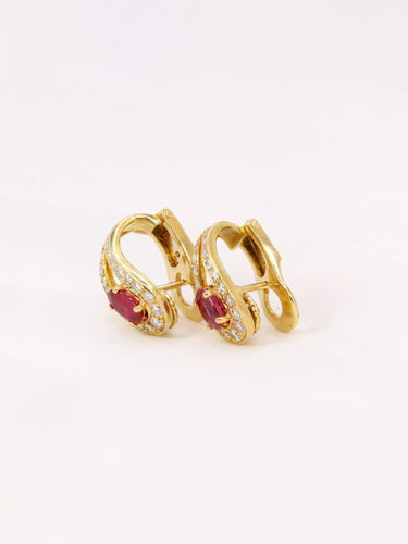 Boucles d'oreilles Boucles d'oreilles vintage diamants rubis 0,8 ct 58 Facettes J450