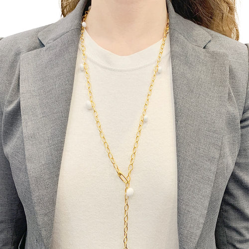 Collier Sautoir Pomellato, "Capri", or rose, céramique blanche. 58 Facettes 33659