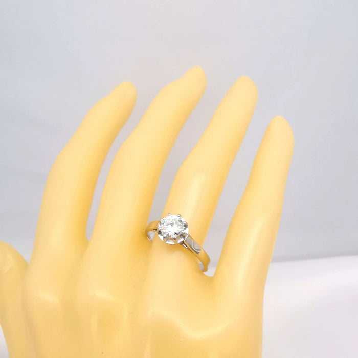 Bague Solitaire or blanc platine et diamant 58 Facettes