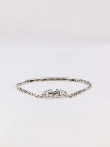 Collier Bracelet chaîne gourmette or blanc diamants 0,6 ct 58 Facettes J293