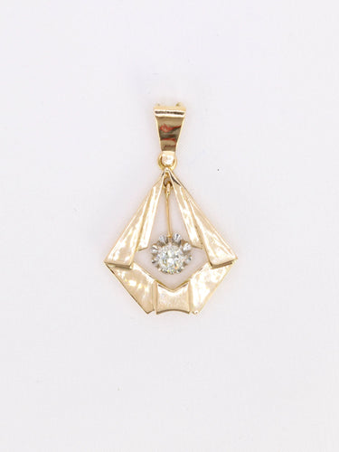 Pendentif Art Deco losange or diamant 0,3 ct