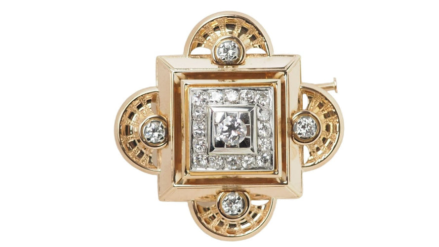 Broche pendentif Or Diamants