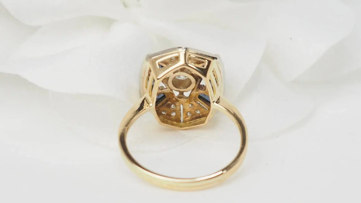 Bague 55 Bague ancienne or jaune, saphirs, diamants 58 Facettes 33008