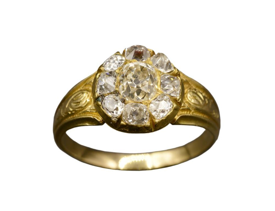 Bague 59 Bague ancienne Marguerite diamants 58 Facettes A10234