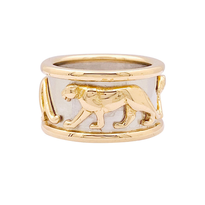 Bague bandeau Cartier, "Pharaon Panthère", deux ors.