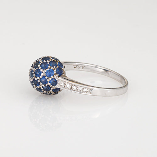 Bague Bague empilable en or blanc 18 carats avec saphir et diamants, taille 7, bijoux fins Estate Fine Jewelry 58 Facettes G14016