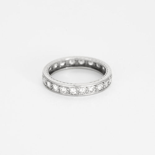 Bague 53 Alliance Américaine or blanc et diamants 58 Facettes GU198