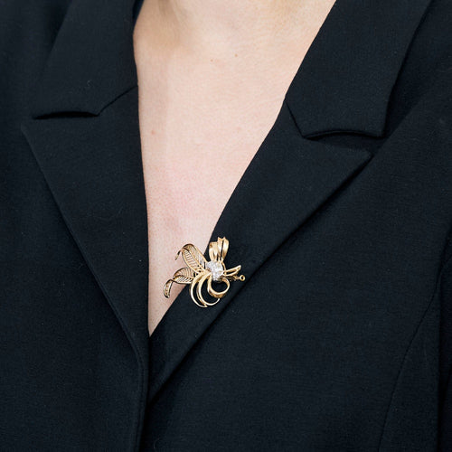 Broche Broche "Gerbe" en or jaune, platine et diamants 58 Facettes CLA0707