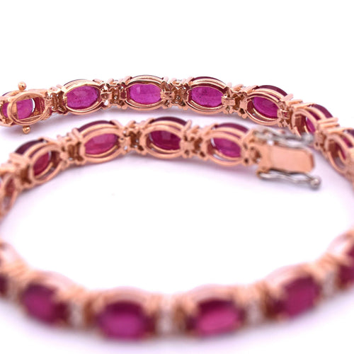 Bracelet BRACELET TENNIS EN OR JAUNE AVEC RUBIS ET DIAMANTS 58 Facettes