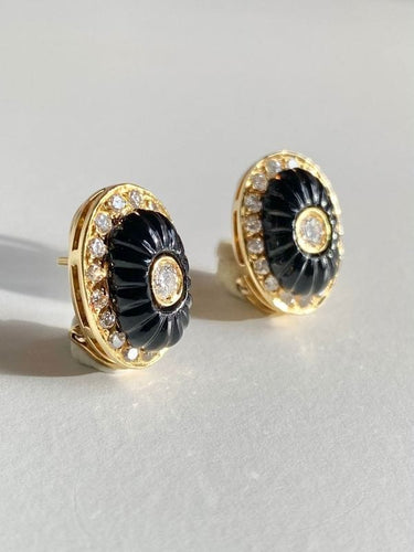 Boucles d'oreilles Boucles d’oreilles en or jaune 18k onyx et diamants 58 Facettes