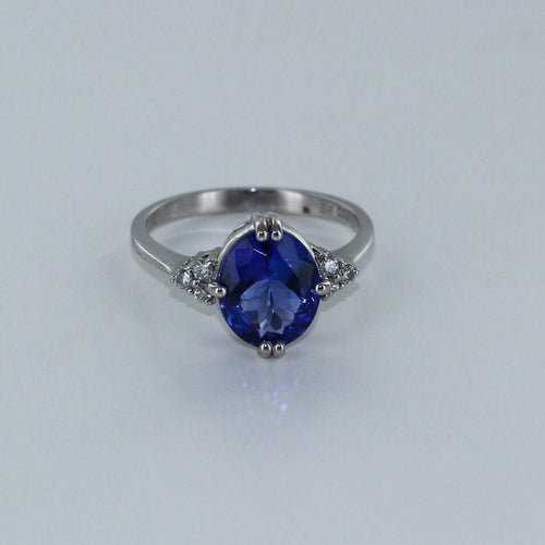 Bague Bague fine Or blanc Tanzanite Diamants 58 Facettes